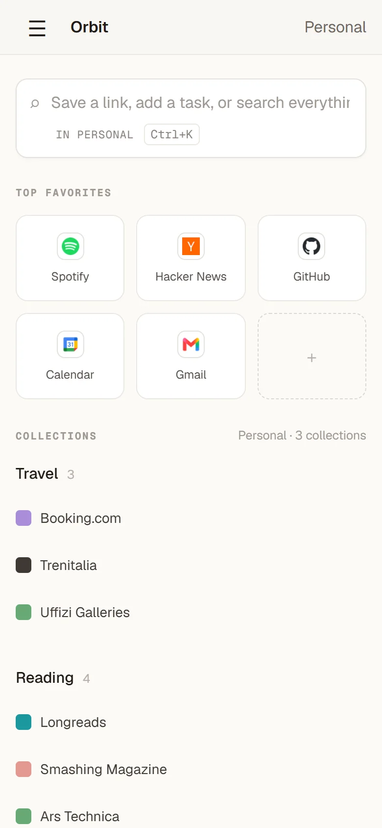 Orbit home page on a phone